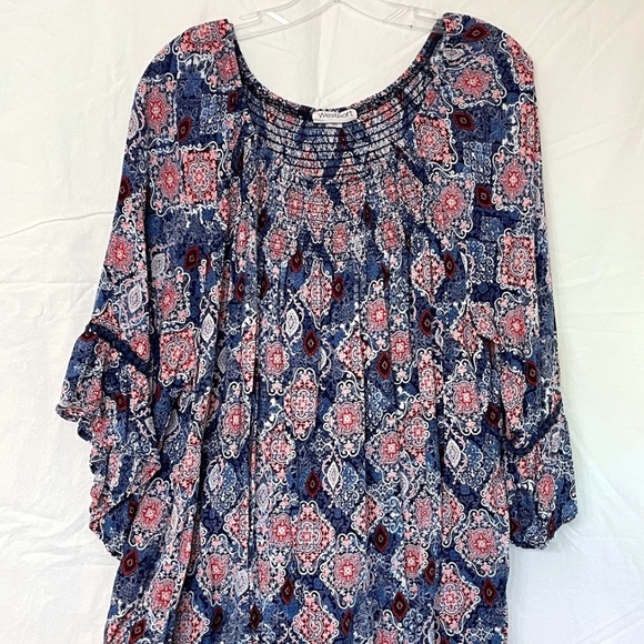 Westport Tops - Red and Blue Paisley Blouse